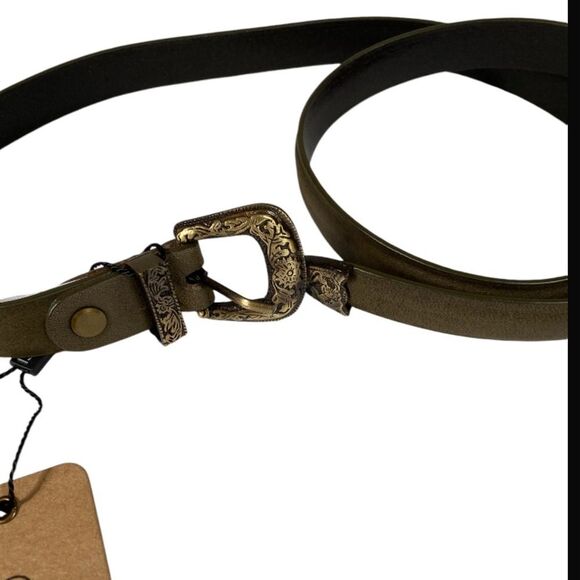 GENICCI Leather Smooth Texas Buckle Belt olive - Picture 8 of 10